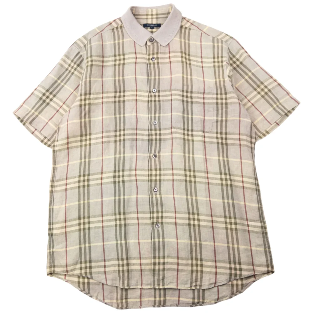 Vintage Burberry Nova Check Short Sleeve Button Up Shirt Size L