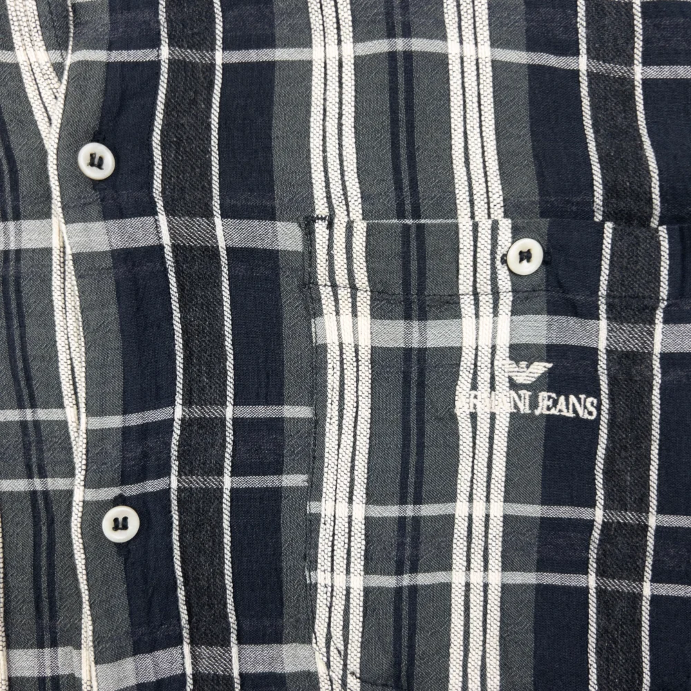 Vintage Armani Jeans Checkered Long Sleeve Button Up Shirt Size M - 4