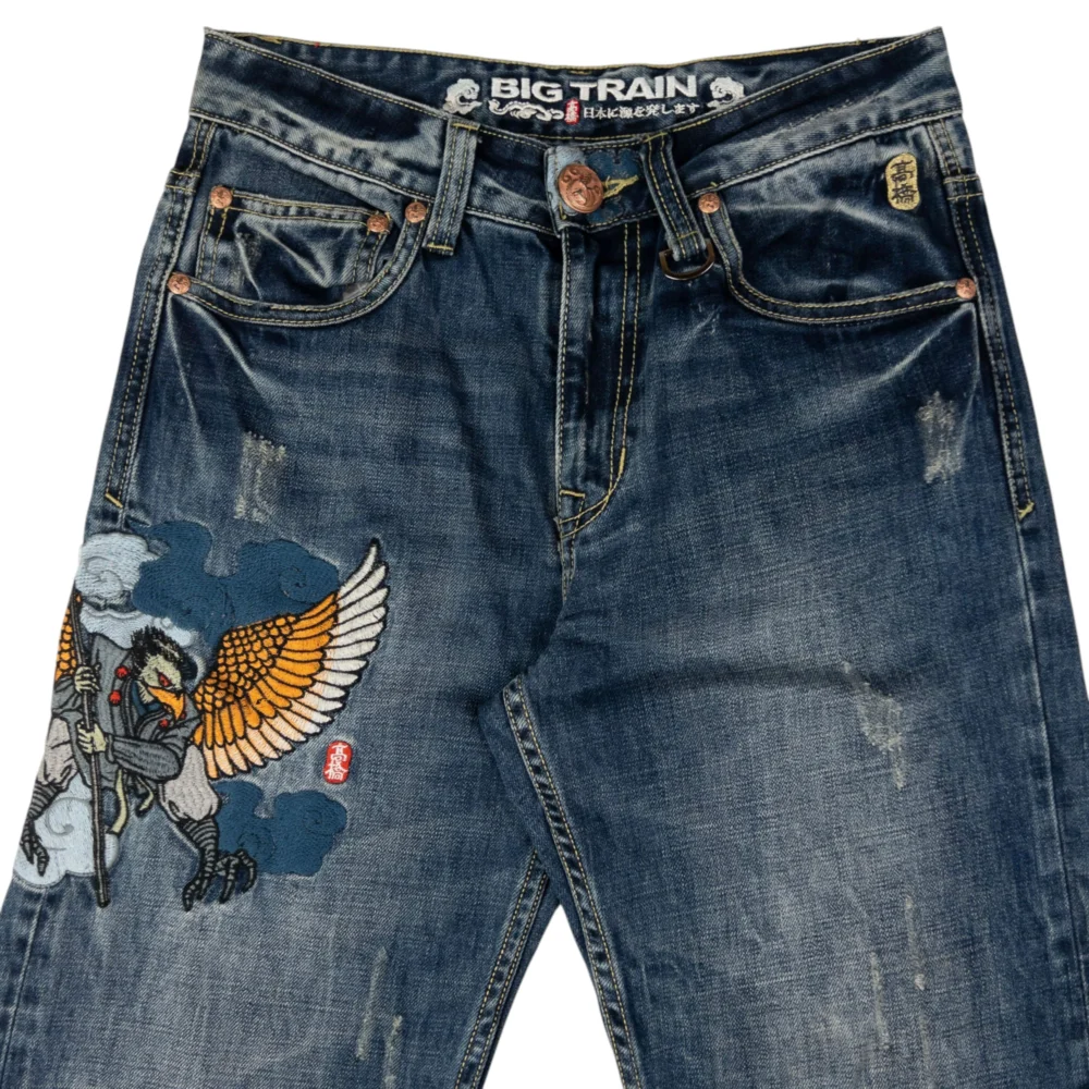 Vintage Big Train Embroidered Eagle Japanese Denim Jeans Size W29
