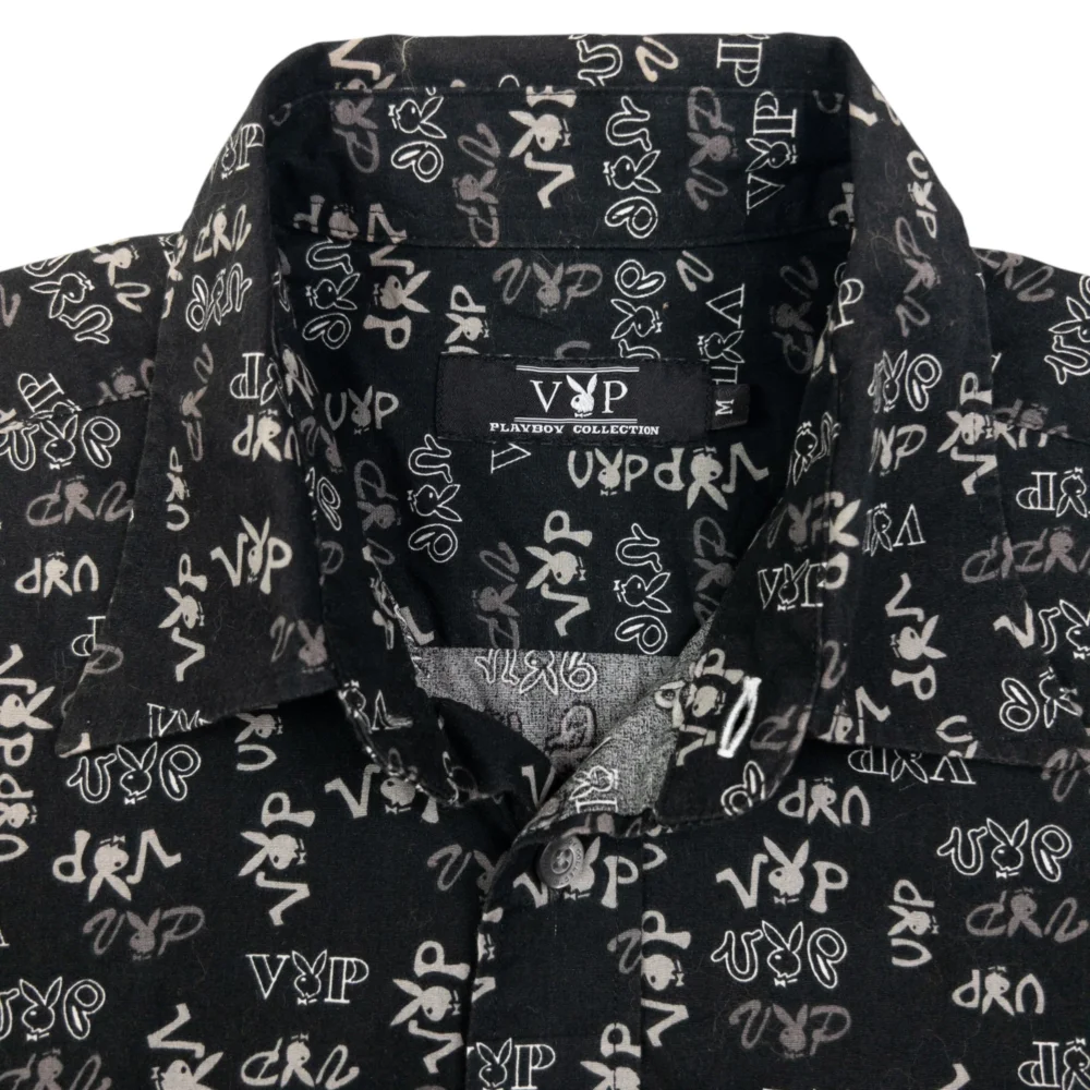Vintage Playboy VIP Collection Monogram Short Sleeve Button Up Shirt Size M - 4