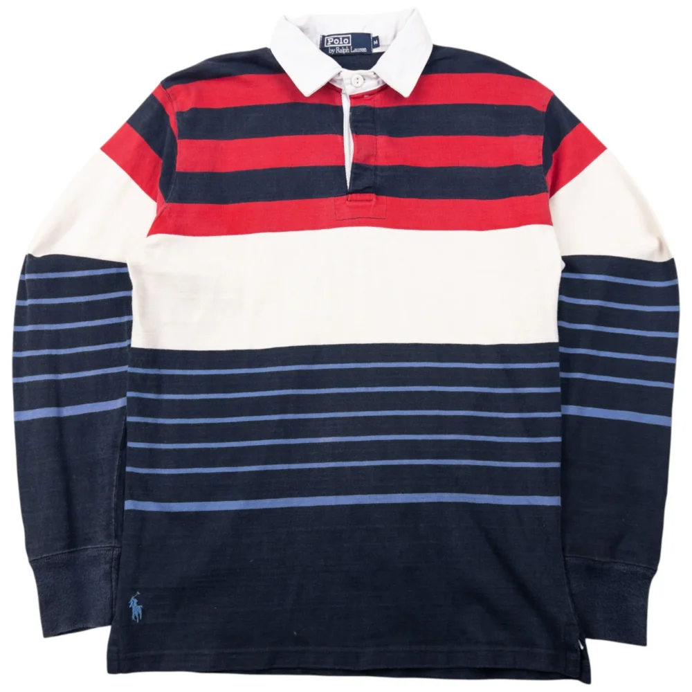 Vintage 90s Polo Ralph Lauren Striped Long Sleeve Rugby Polo Shirt Size S