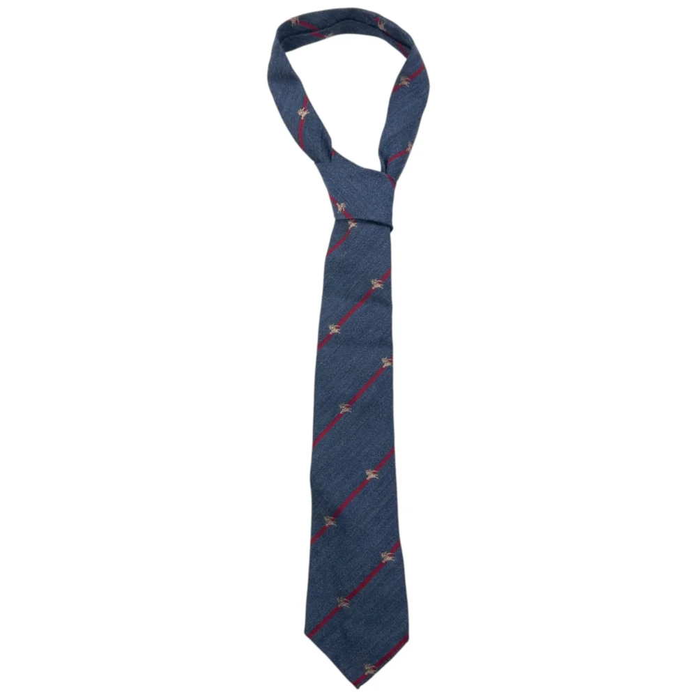 Vintage 90s Burberry Striped Monogram Silk Tie