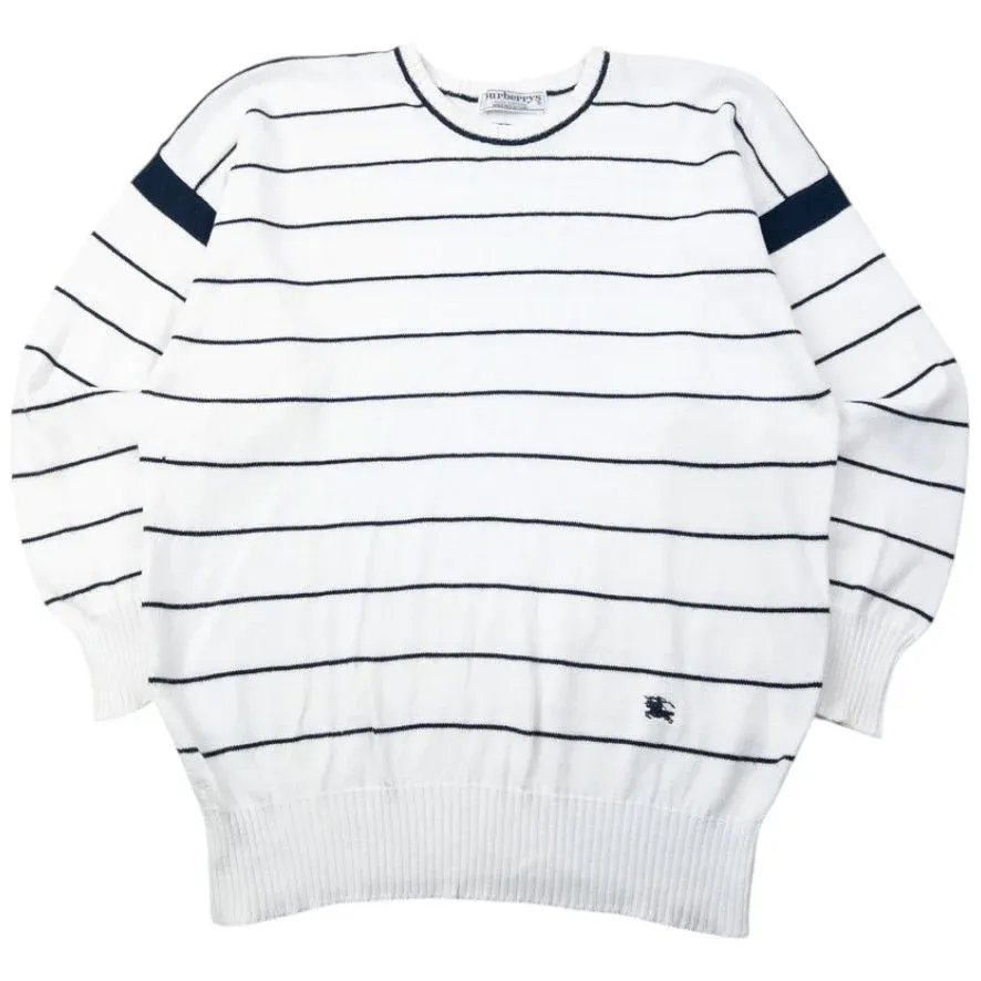 Vintage 90s Burberry Striped Knit Jumper Size M