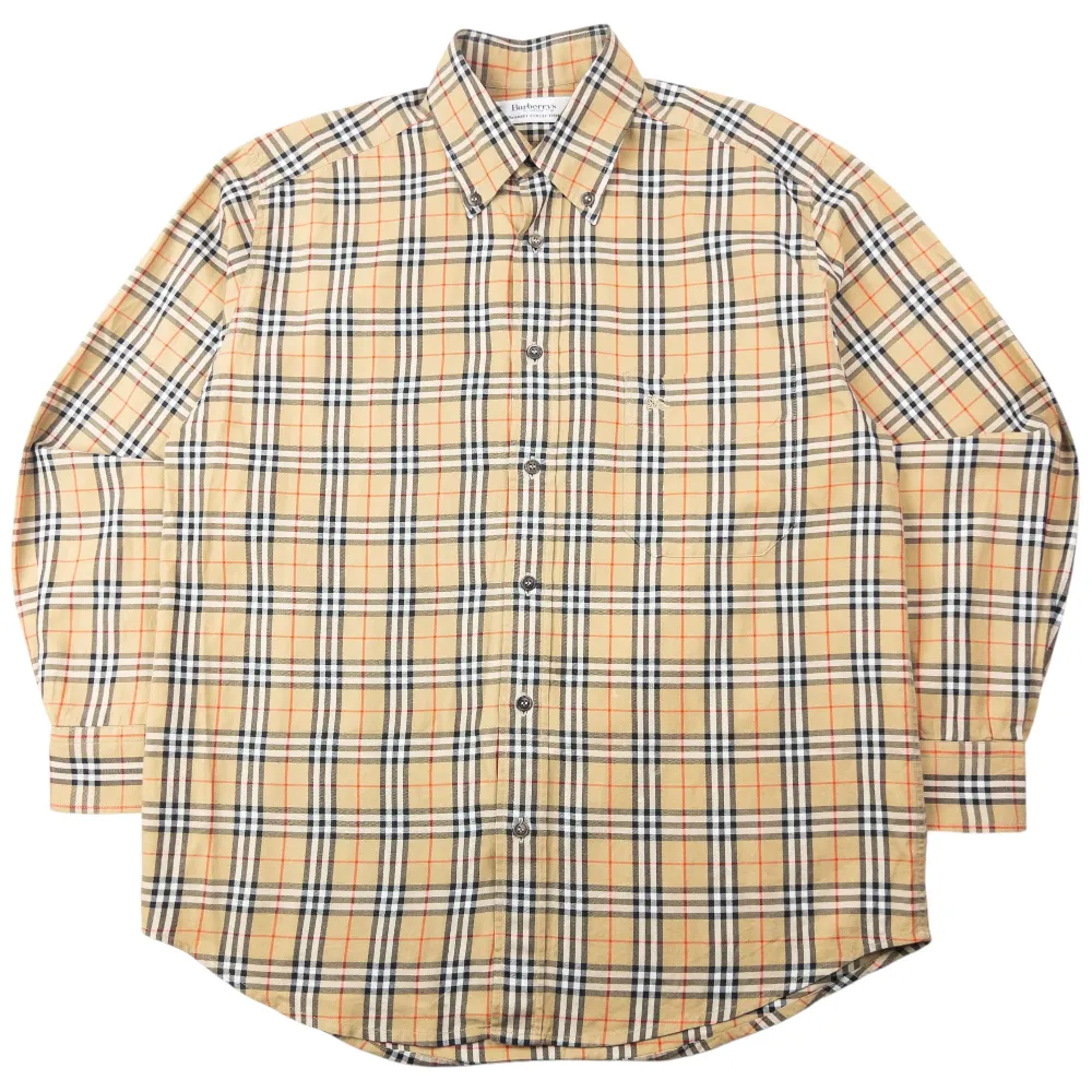 Vintage 90s Burberry Nova Check Long Sleeve Button Up Shirt Size S