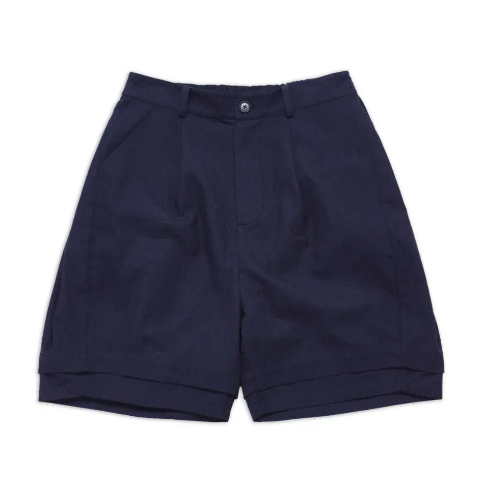 DEANS PLEATED SHORT NAVY SS27