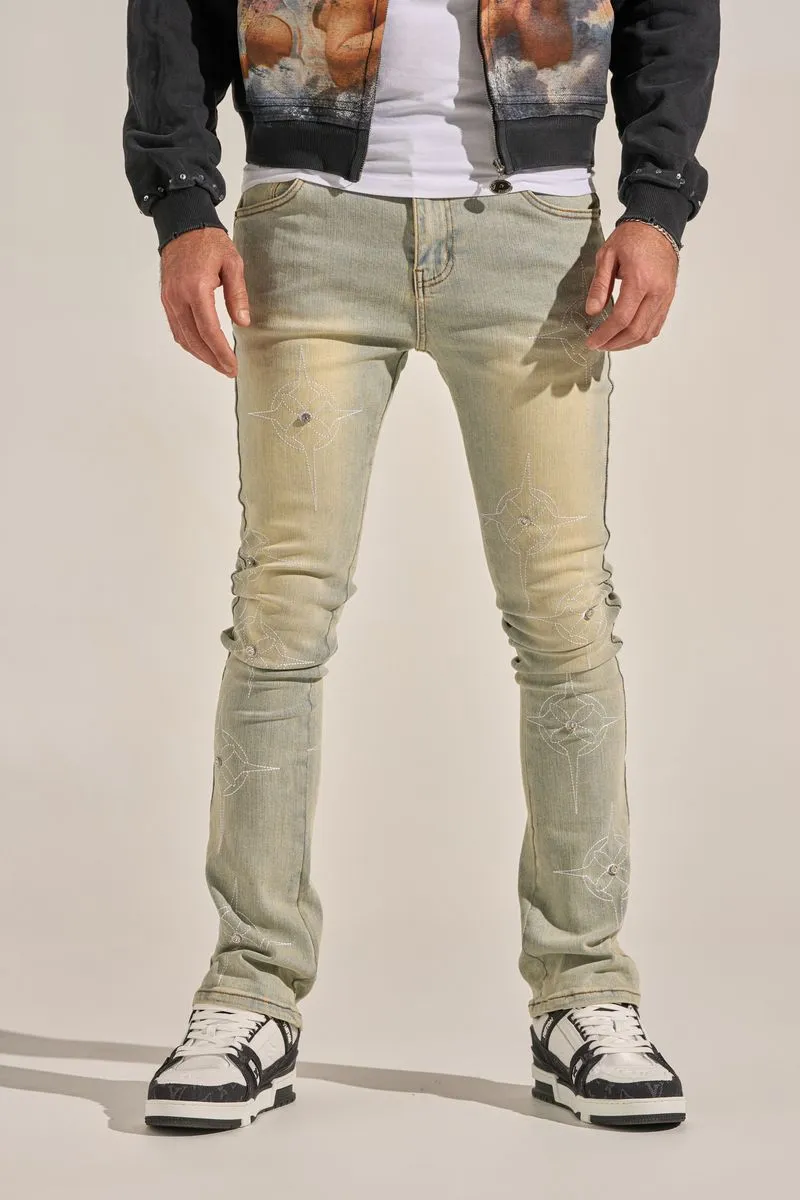 "WISH YOU WERE HERE" STACK DENIM (LIGHT BLUE)