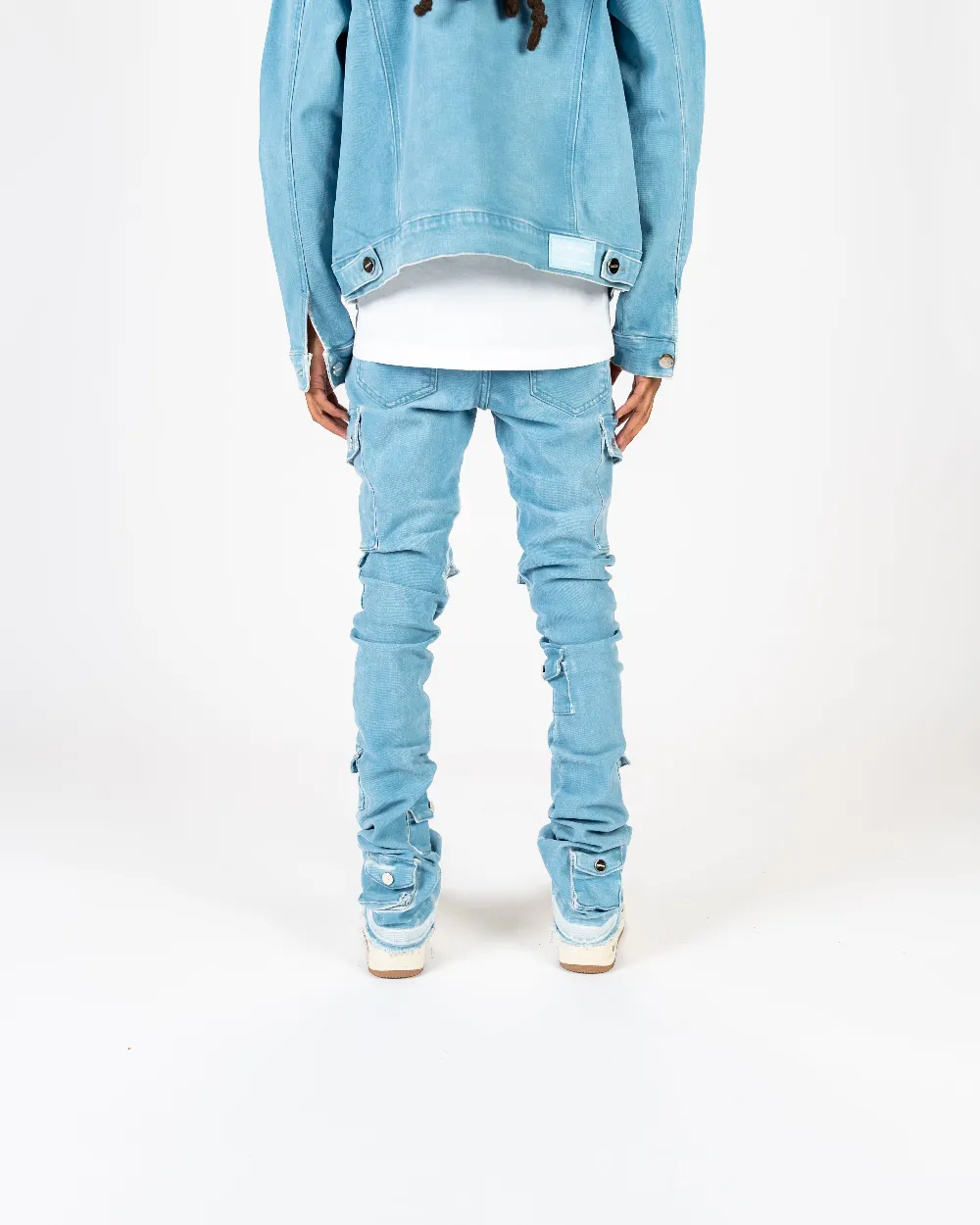 "MY PLEASURE" CARGO FLARE STACK DENIM - 3