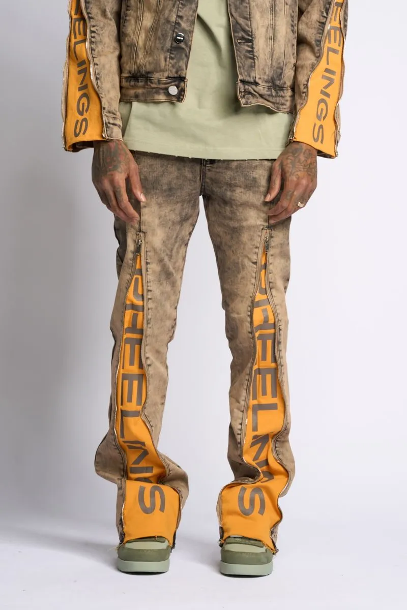 "WITHDRAWN" STACK DENIM (BROWN)