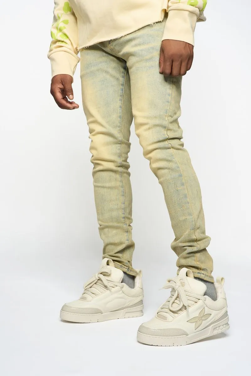 "SURVIVED" SKINNY DENIM (MEDIUM BLUE/GREEN) - 3
