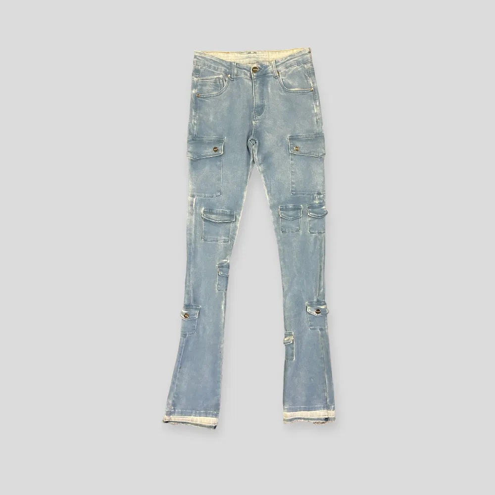 "MY PLEASURE" CARGO FLARE STACK DENIM - 5