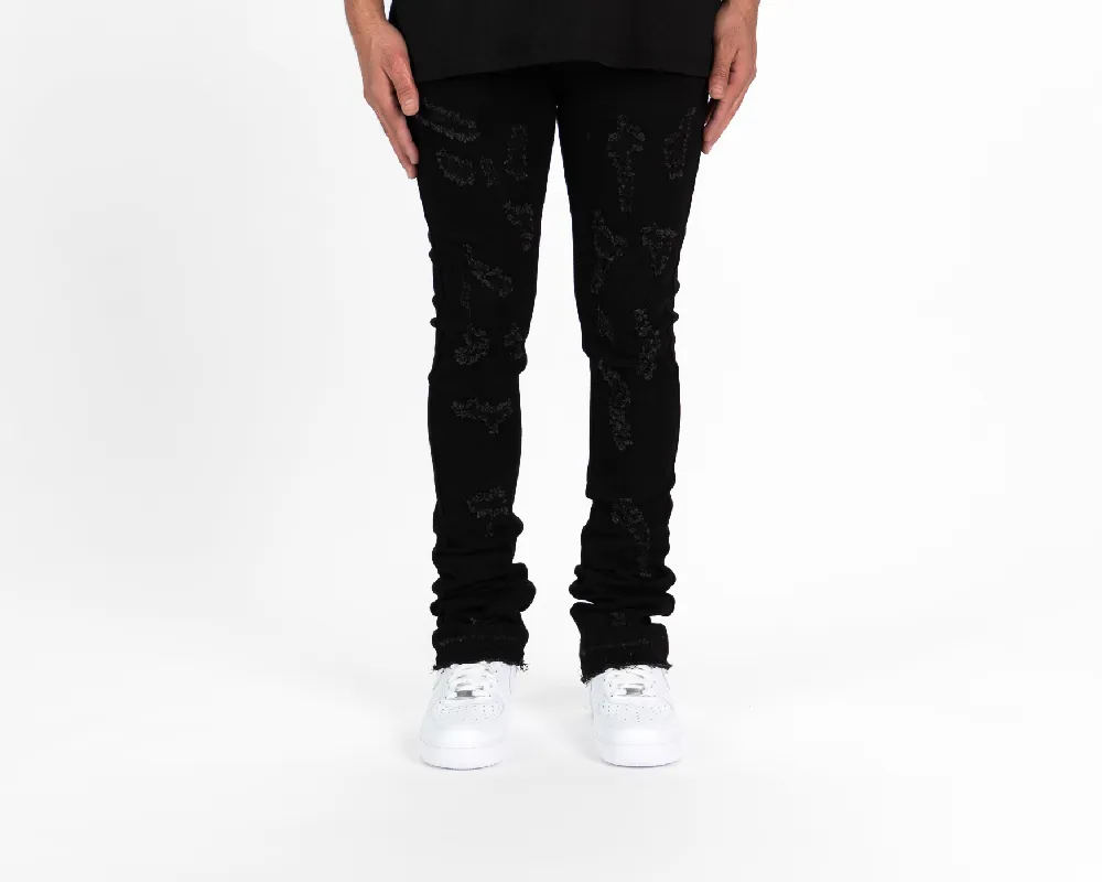"NOW OR NEVER" FLARE STACK DENIM