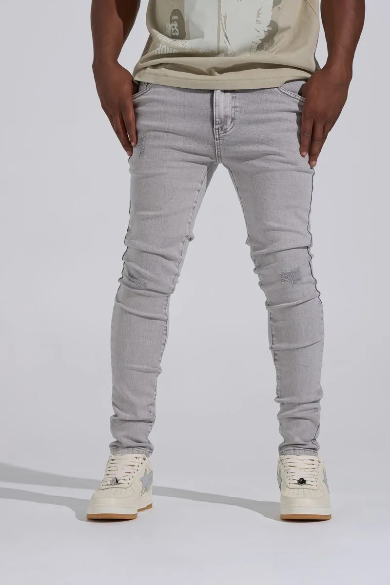 "SILVER SCREEN" SKINNY DENIM (LIGHT GREY)