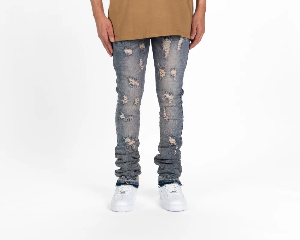 "NOW OR NEVER" FLARE STACK DENIM