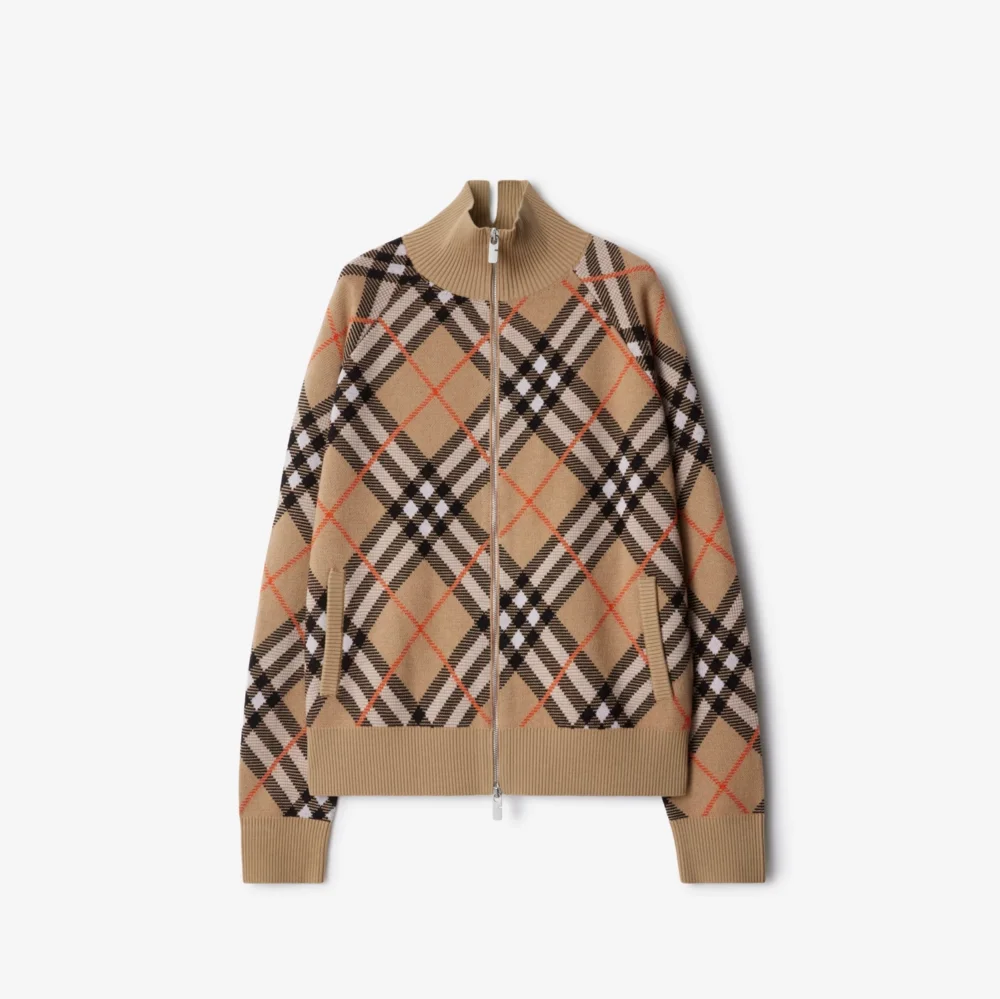 Check Wool Mohair Blend Jacket in Sand beige - Men | Burberry® Official