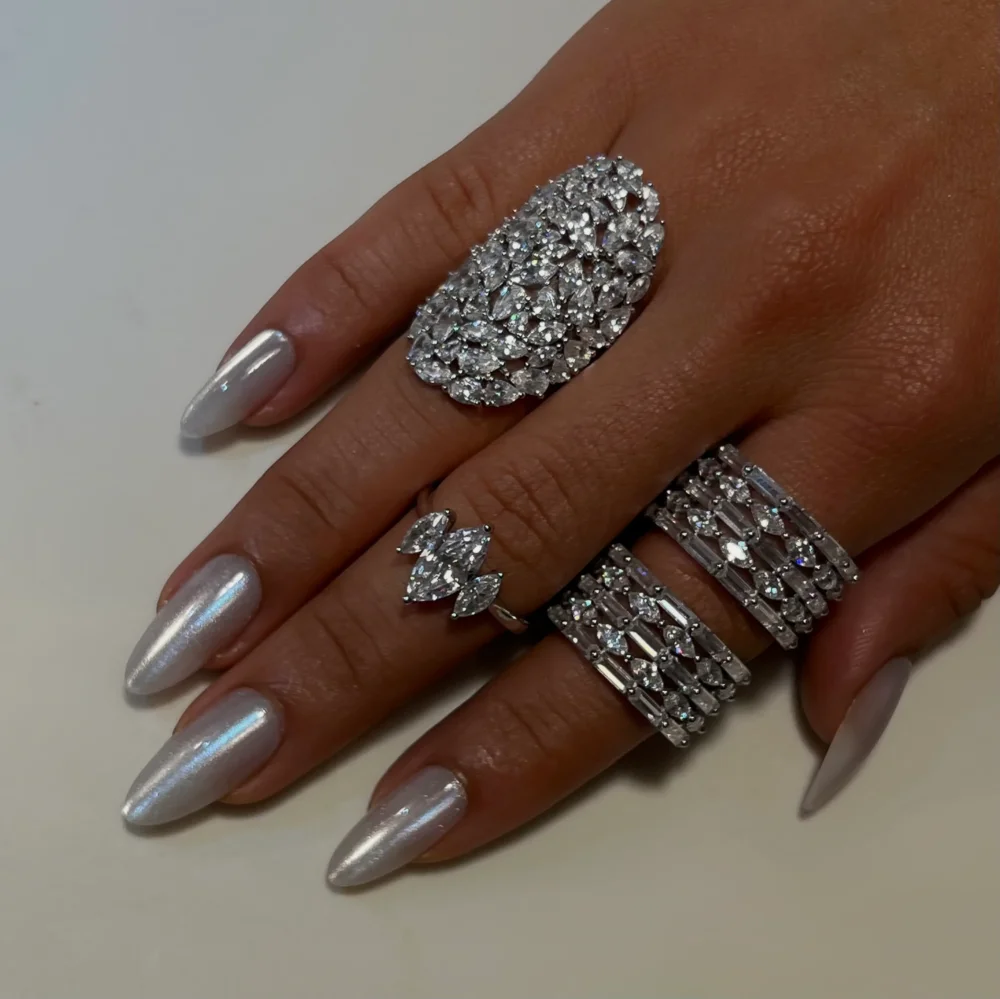 Right Silver Multi Stone Cuff