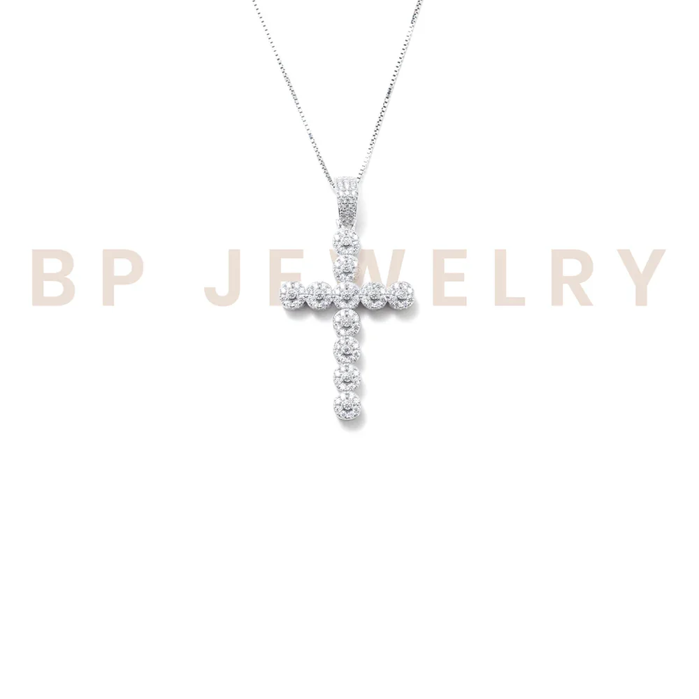 New Circular Crystal Cross Necklace