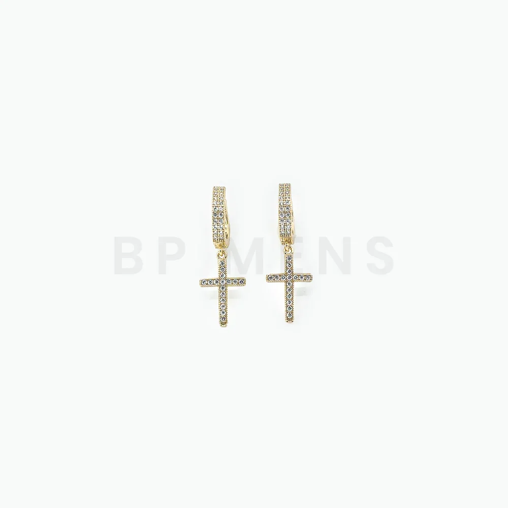 Gold Mini Cross Hoops