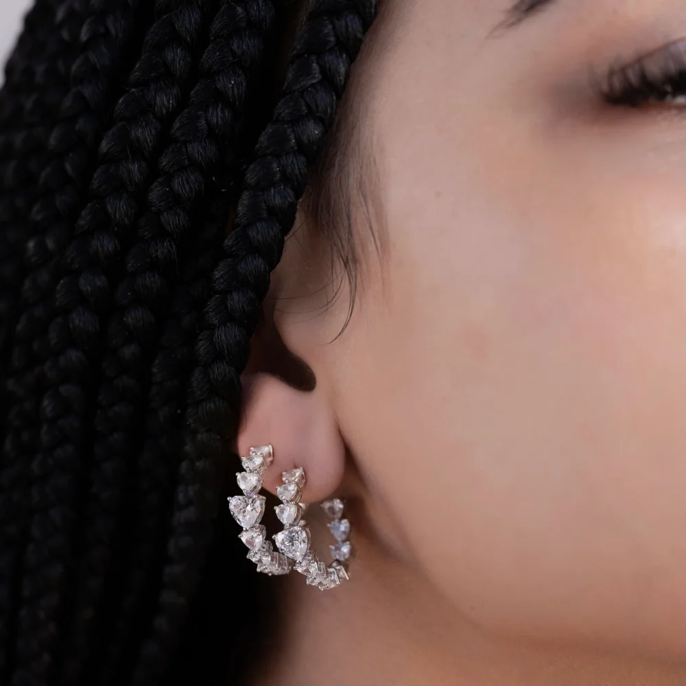 Silver Self Love Crystal Hoops