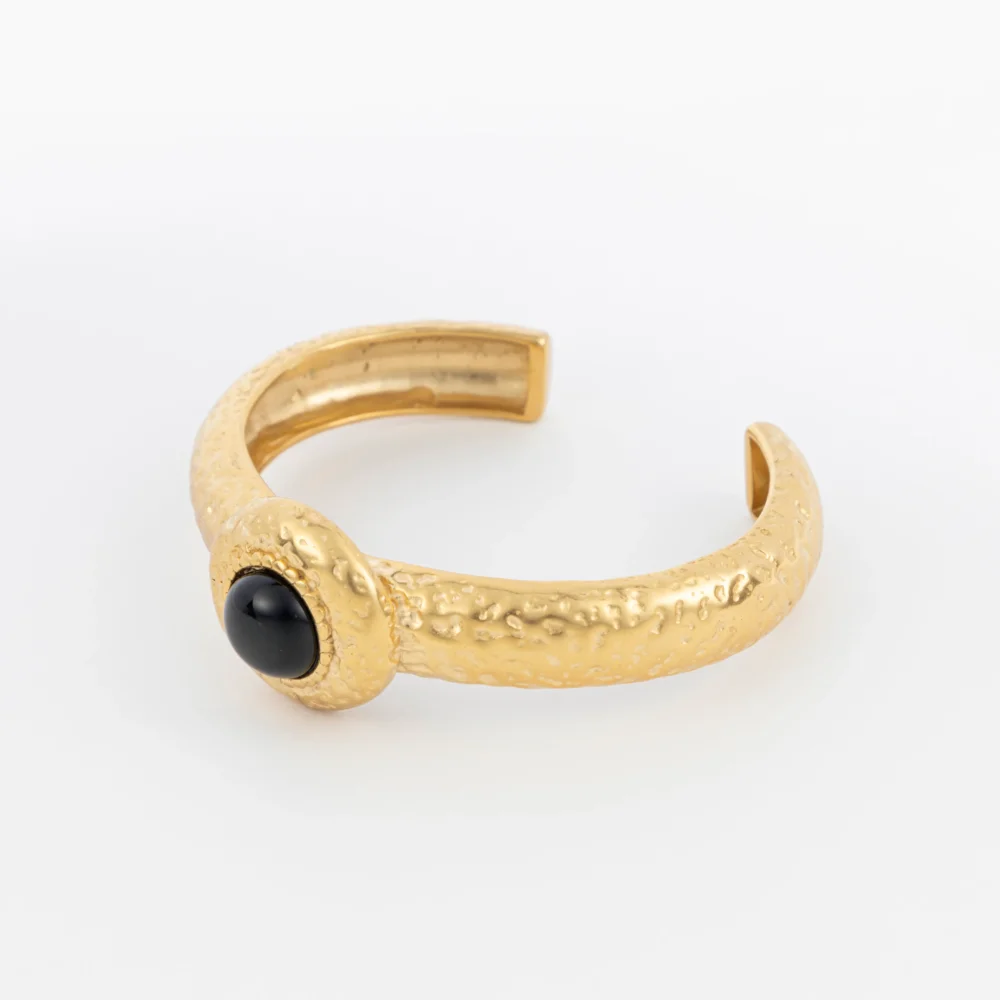 The Gold Black Stone Bangle Cuff