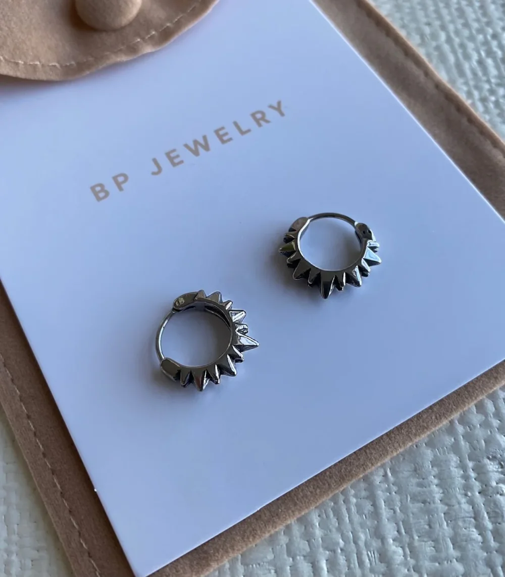 Mini Silver Spike Hoops