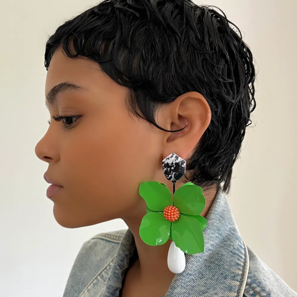 The Green Floral Earrings