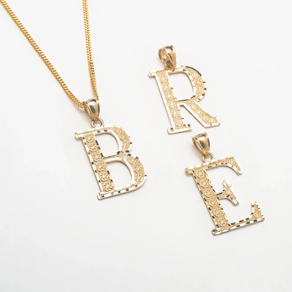 Large Vintage 10K Solid Gold Initial Necklace