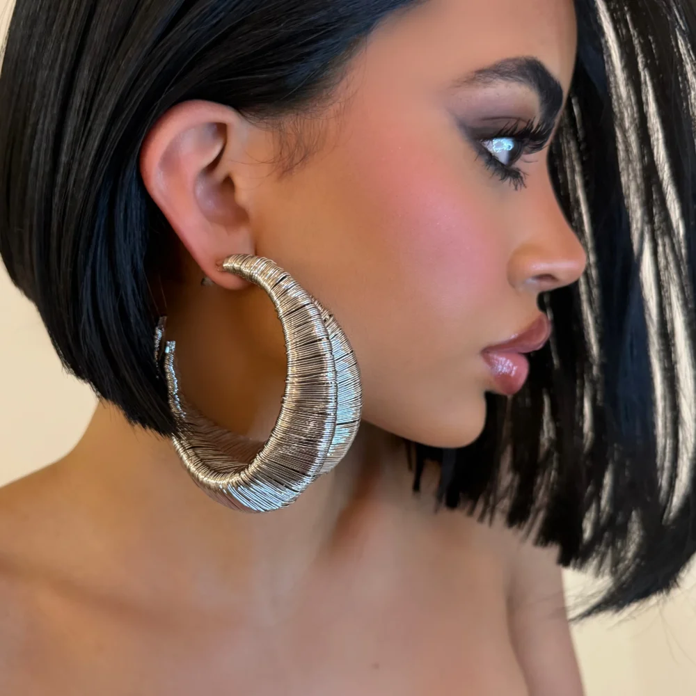 The Large Chrome Woven Hoops