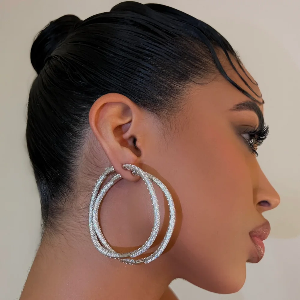 The 925 Large Crystal Wave Hoops