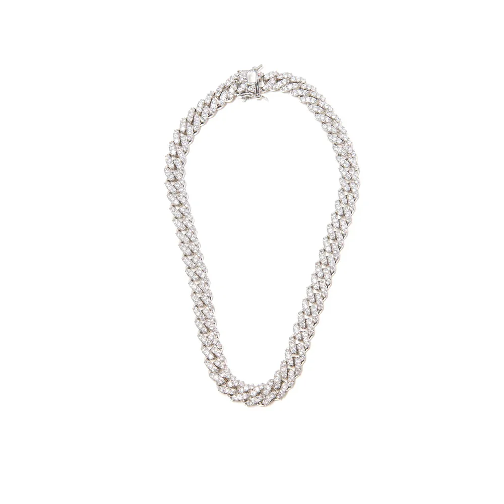 All Around Silver Diamond Link Necklace