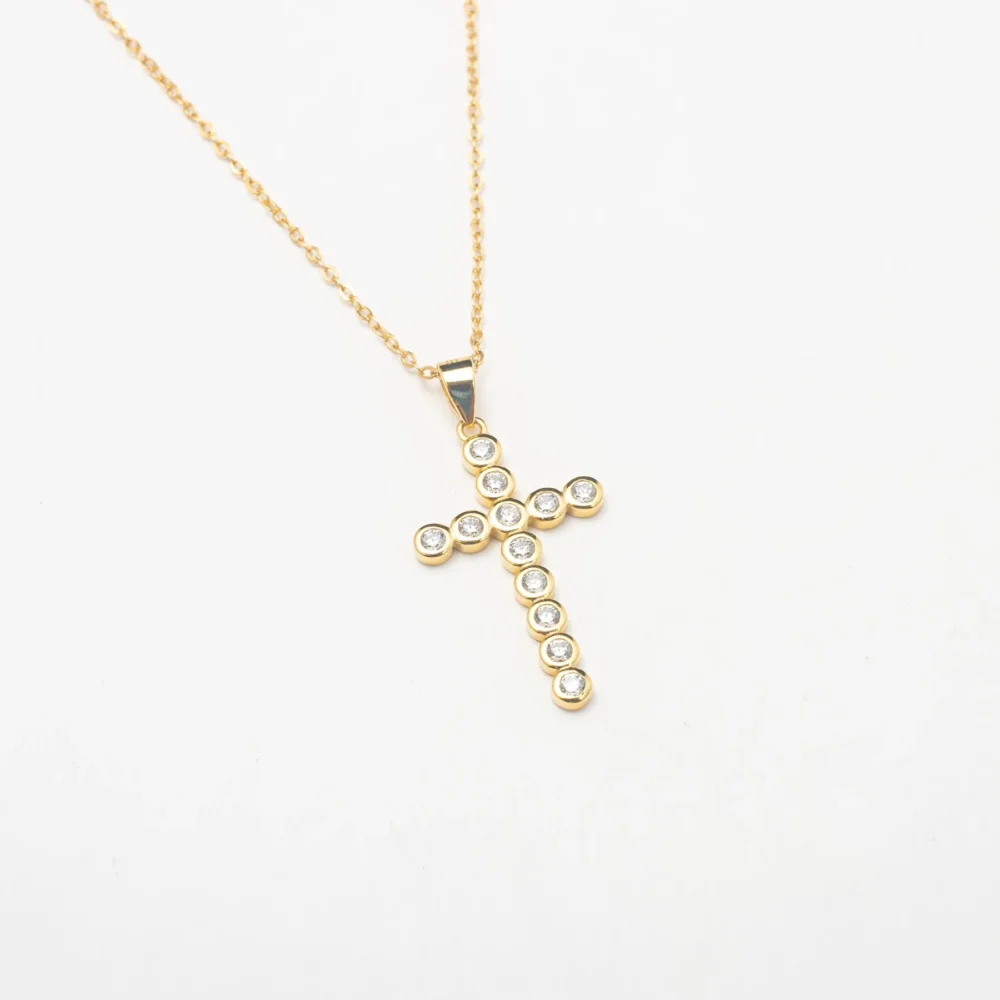 The Gold Circular Cross Neckalace