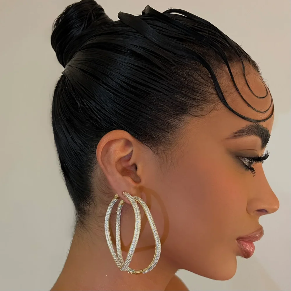 The 925 Large Crystal Wave Hoops - 2