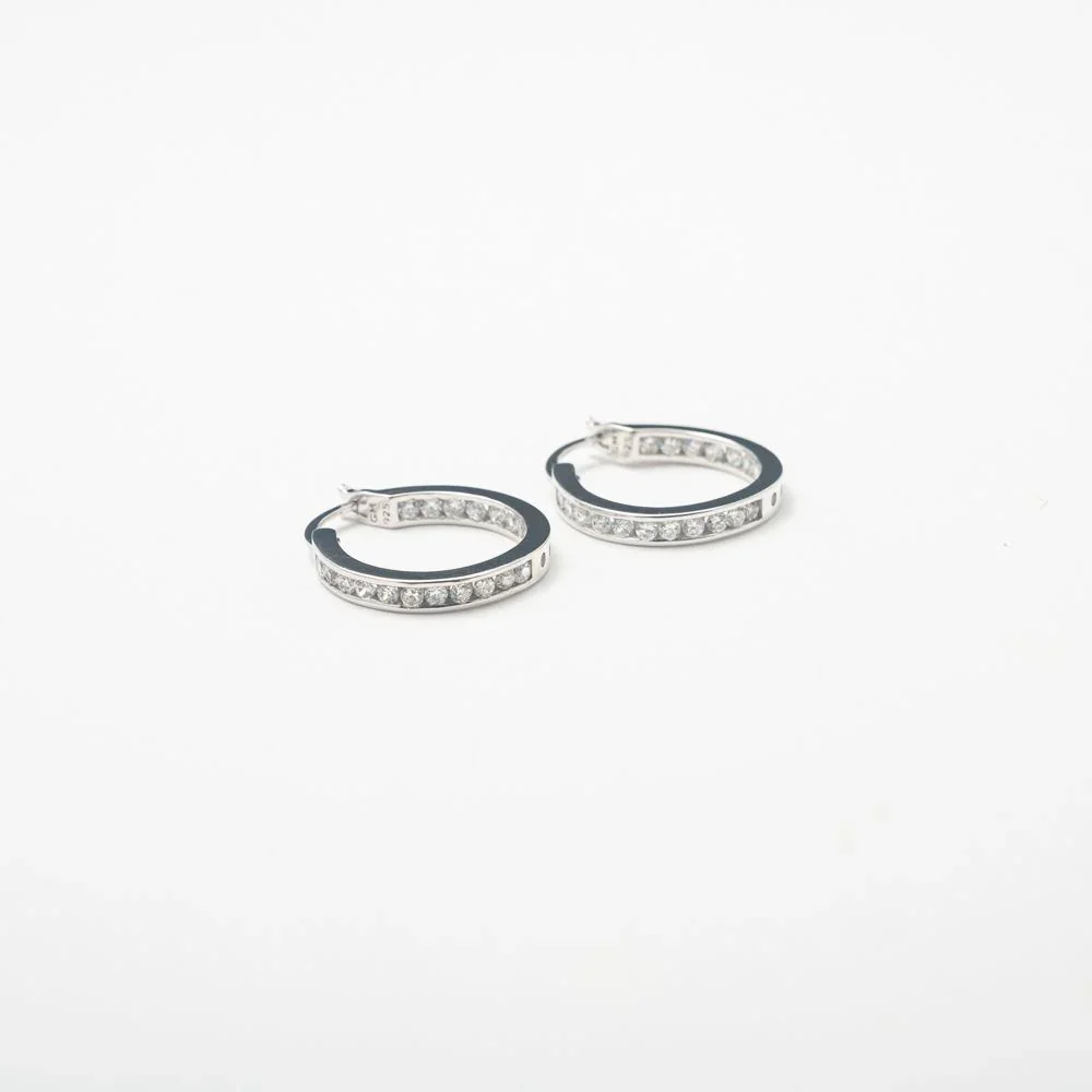 Silver Crystal Beaded Hoop