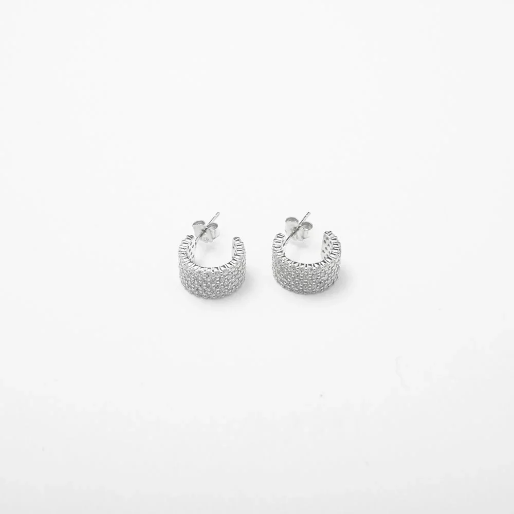 Silver Crystal Mini Hoops