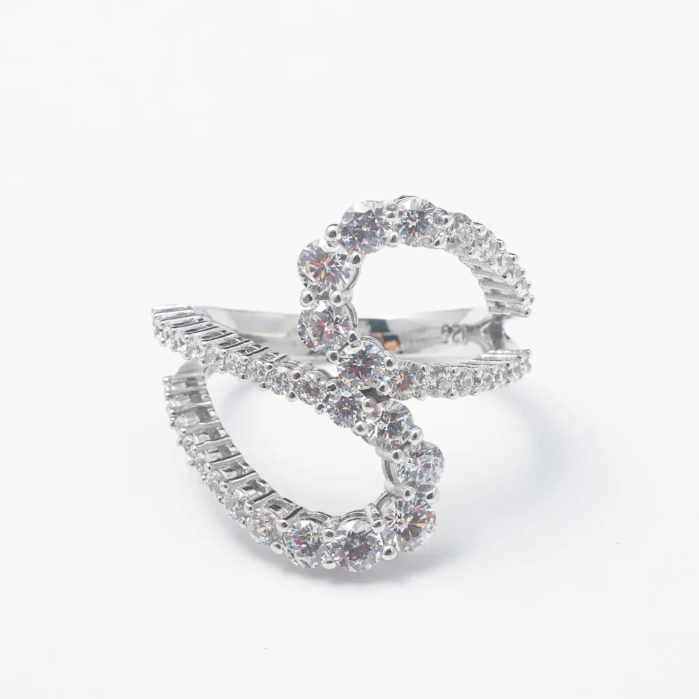 Silver Abstract Crystal Water Band