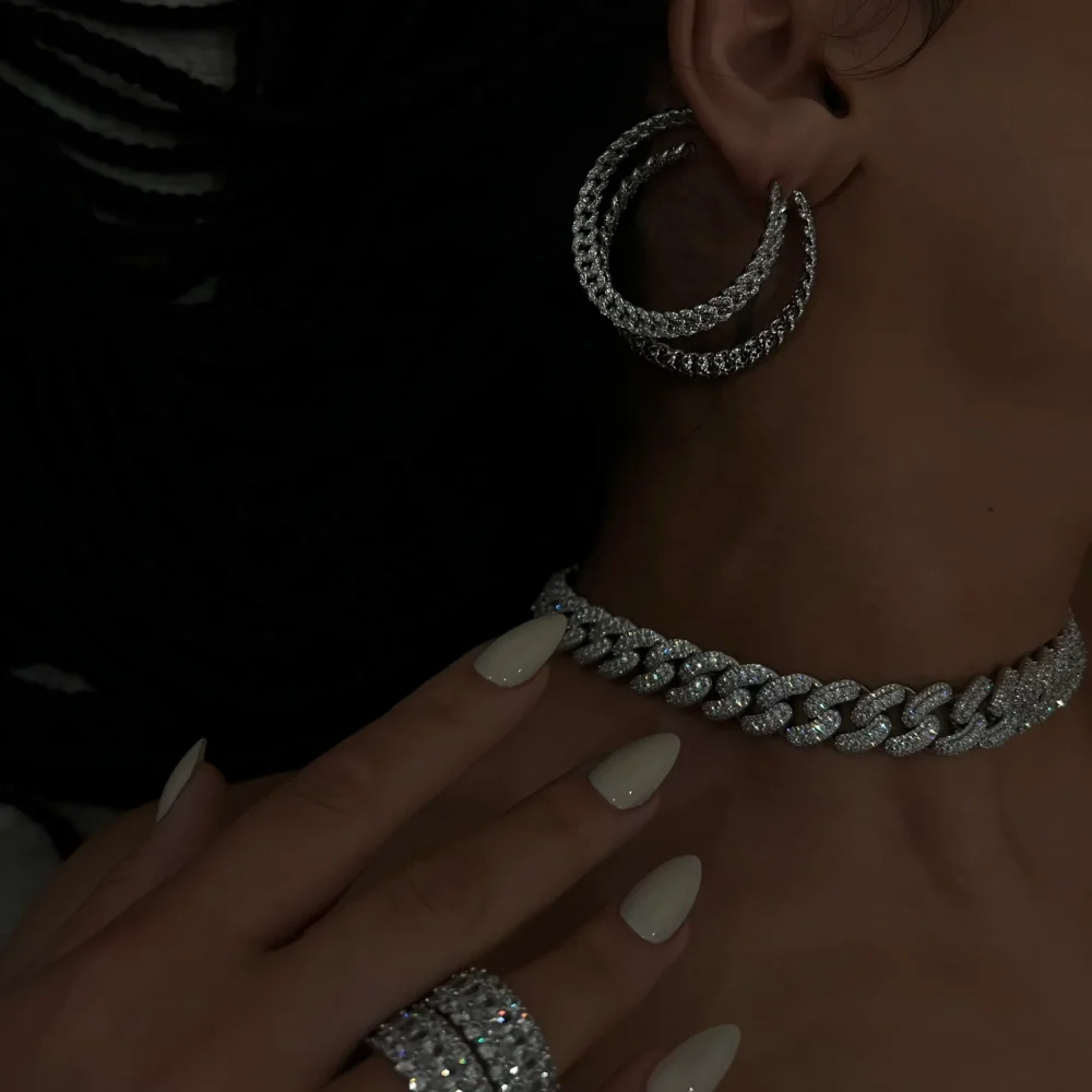 Large Silver Link Hoops