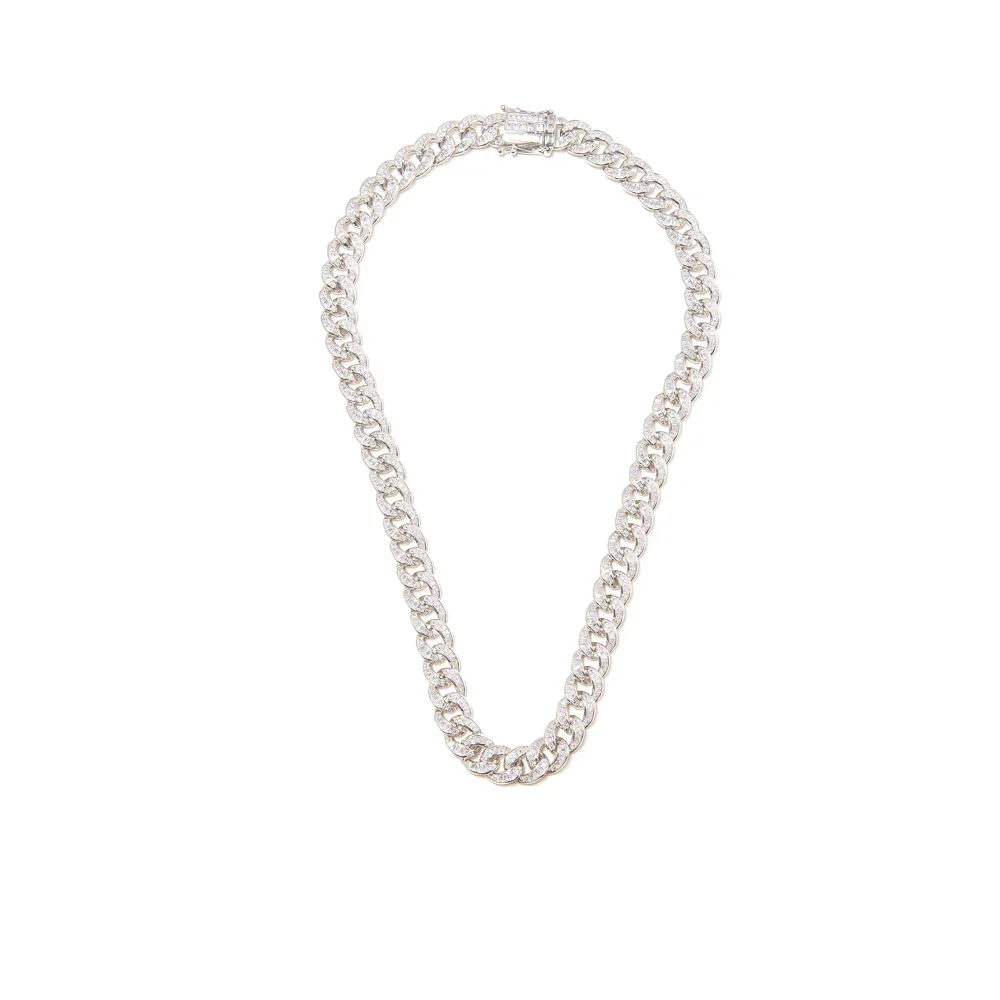 Baguette Diamond Silver Link Necklace