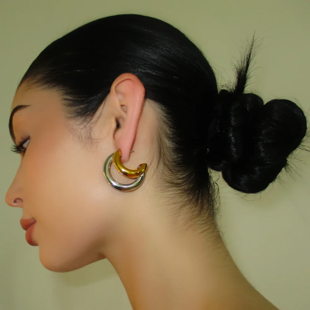 The Two Tone Double Hoops