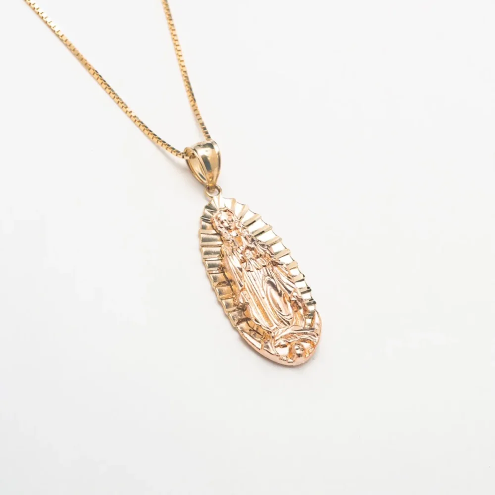 10K Solid Gold Staple Protection Necklace