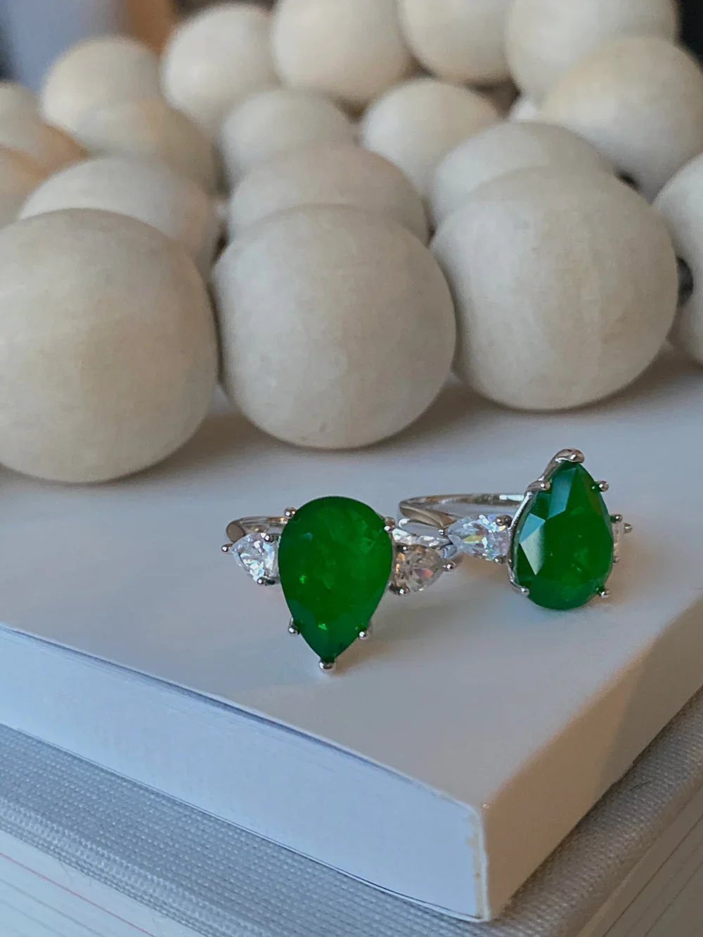Pearl Cut Emerald Ring