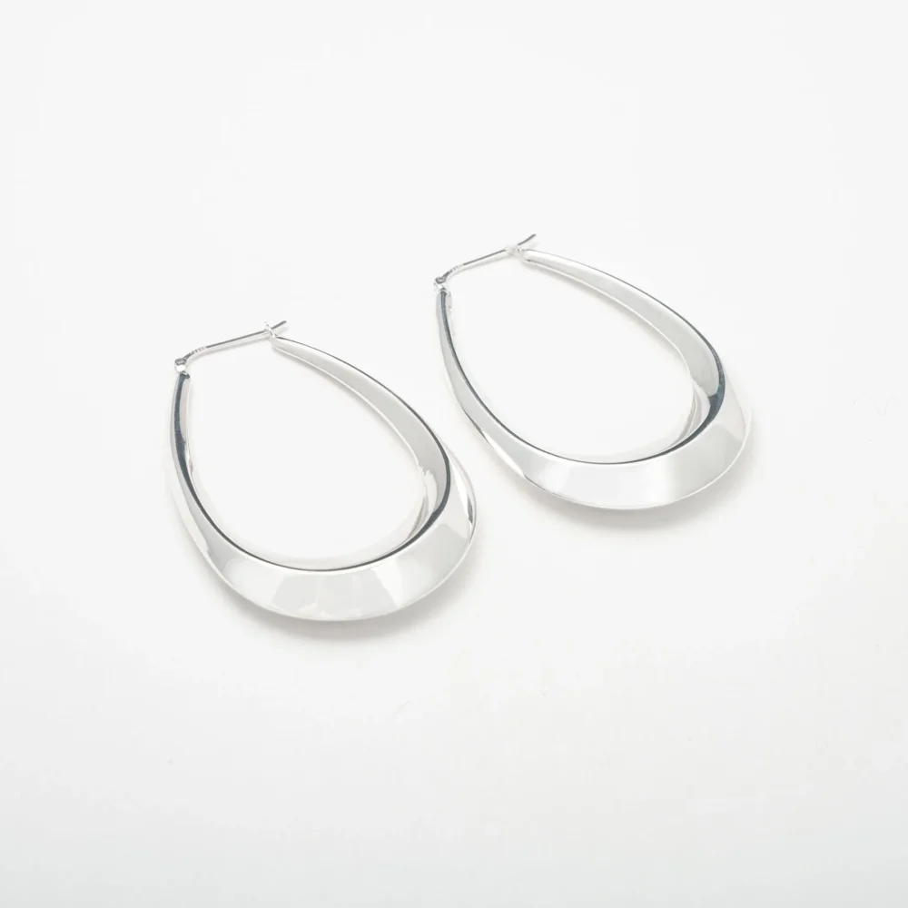 Large Oval Silver Hoops