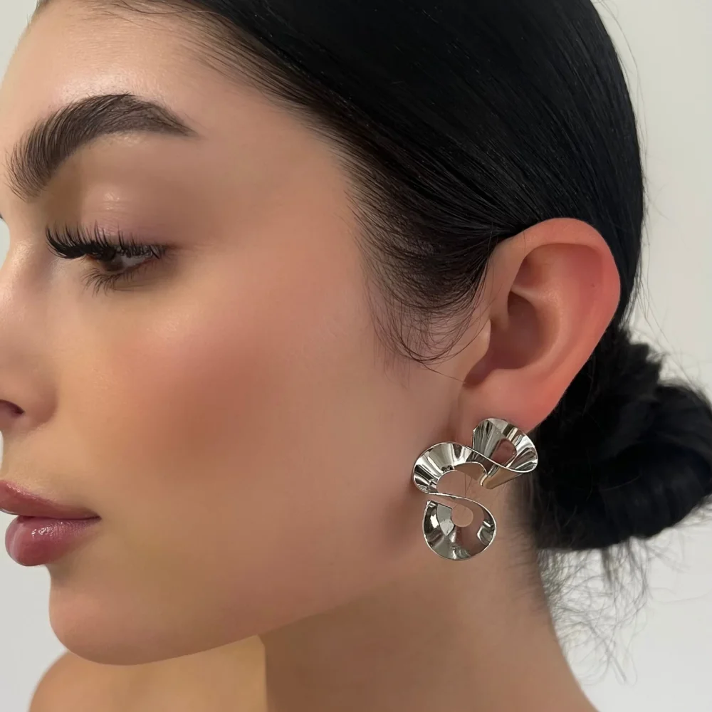 The Chrome Swirl Ribbon Earrings