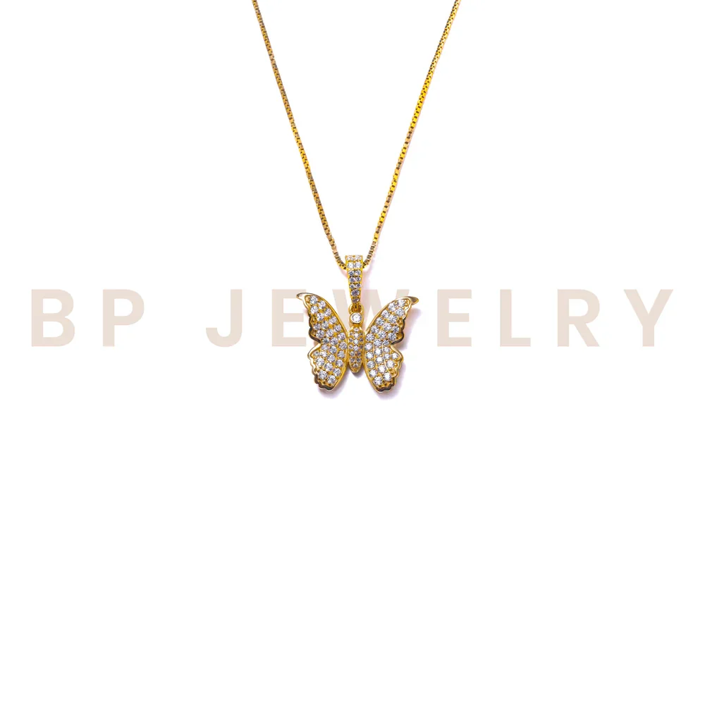 Mini Gold Crystal Butterfly Necklace
