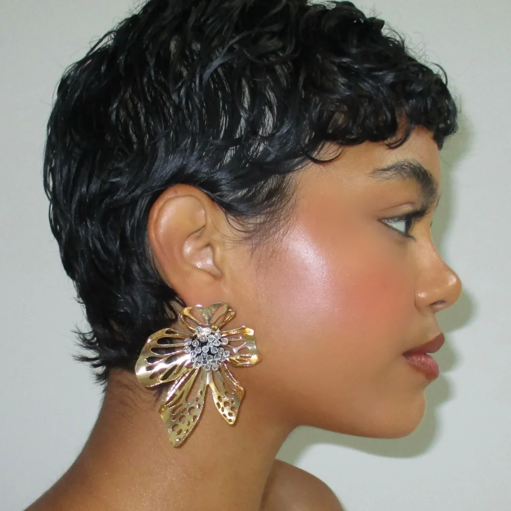 The Gold Clear Floral Earrings