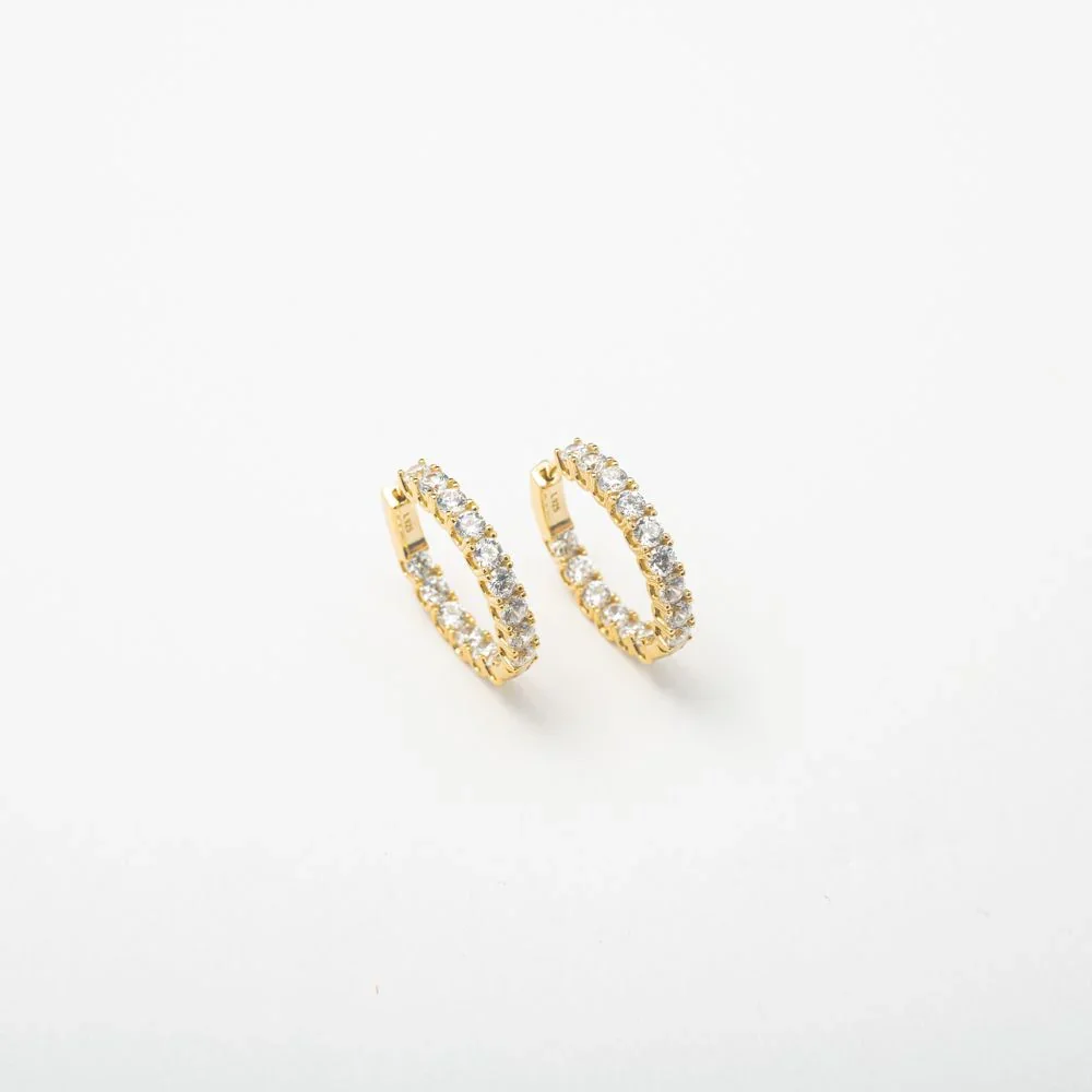 Day One Mini Gold Crystal Hoops
