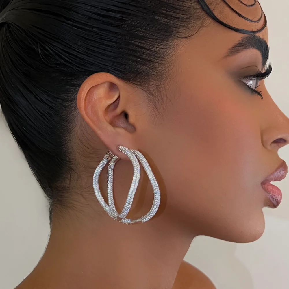 The 925 Medium Crystal Wave Hoop