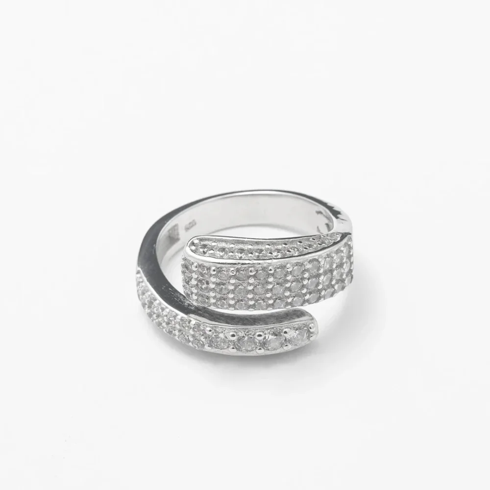 Silver Iced Out Cuff Ring