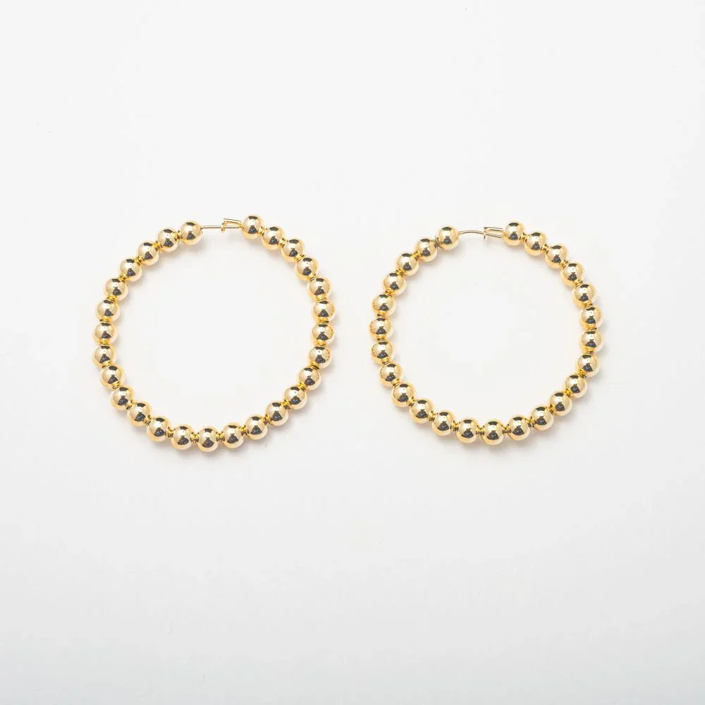Gold Beaded Hoop