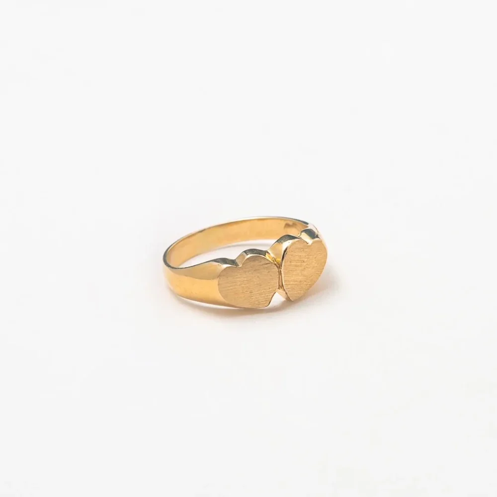 Double Heart 10K Solid Gold Ring