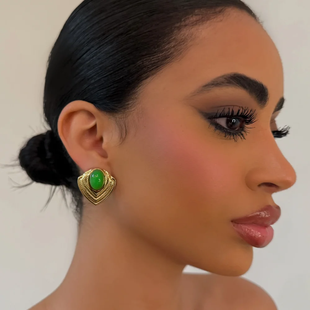 The Jade Gold Stud Earring