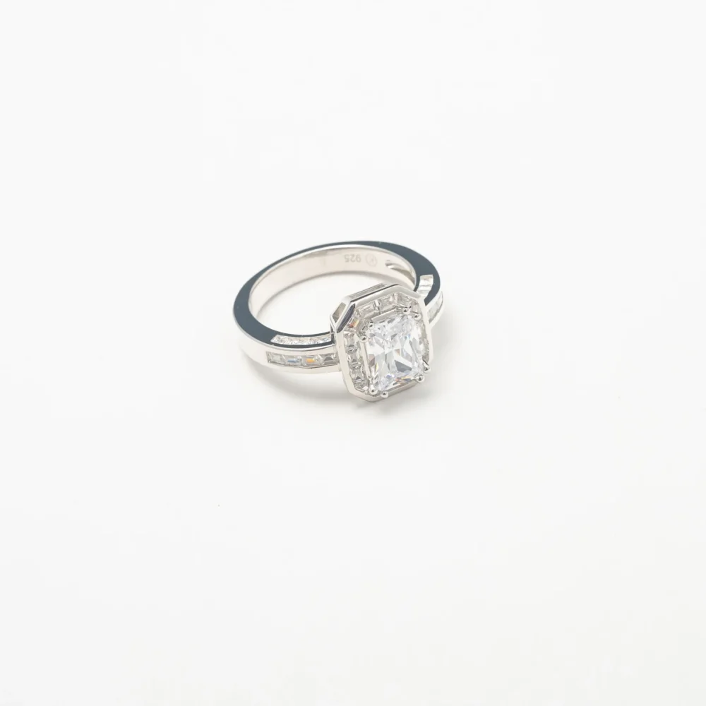 Silver Baguette Crystal Ring